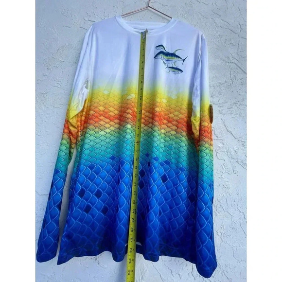 KOBALT 1 Mens Long Sleeve Sun Protection Dolphin Fishing T Shirt Multi L MT08 - Picture 6 of 11